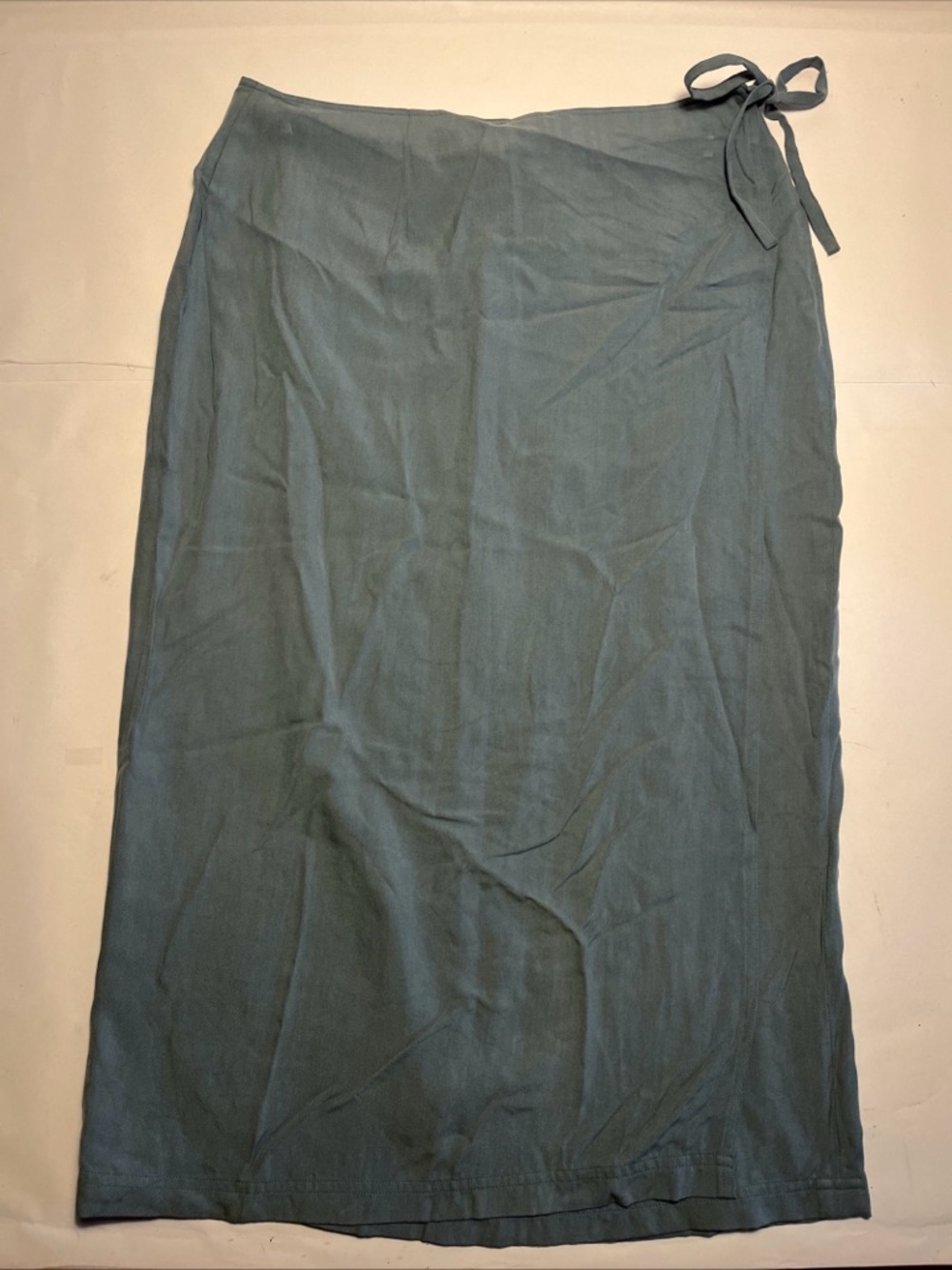 LL Bean Women Petite Size 16 100% Silk Wrap Maxi Sarong/Skirt Blue